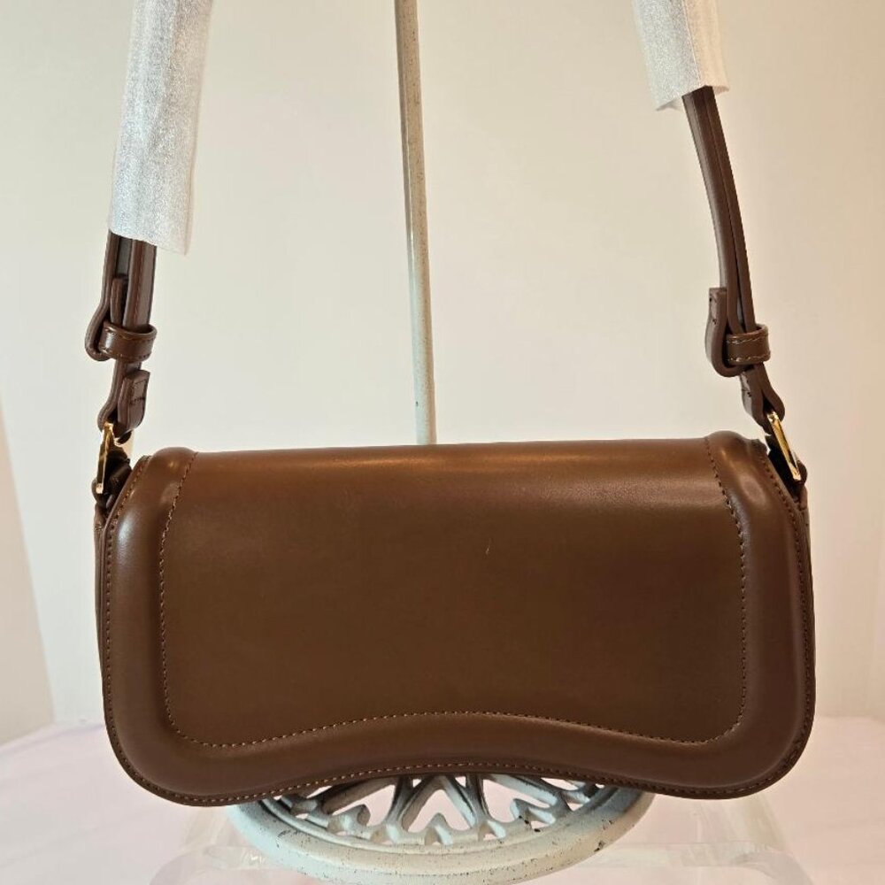 Women Shoulder Purse Vintage/Trendy Bag- Small Tote Handbag - Brown - Picture 2 of 11